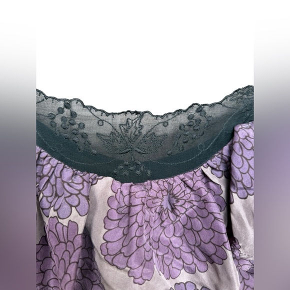Anthropologie Lit Purple Ruffle 100% Silk Lace Dress Size 10 Lined Floral - Picture 4 of 9
